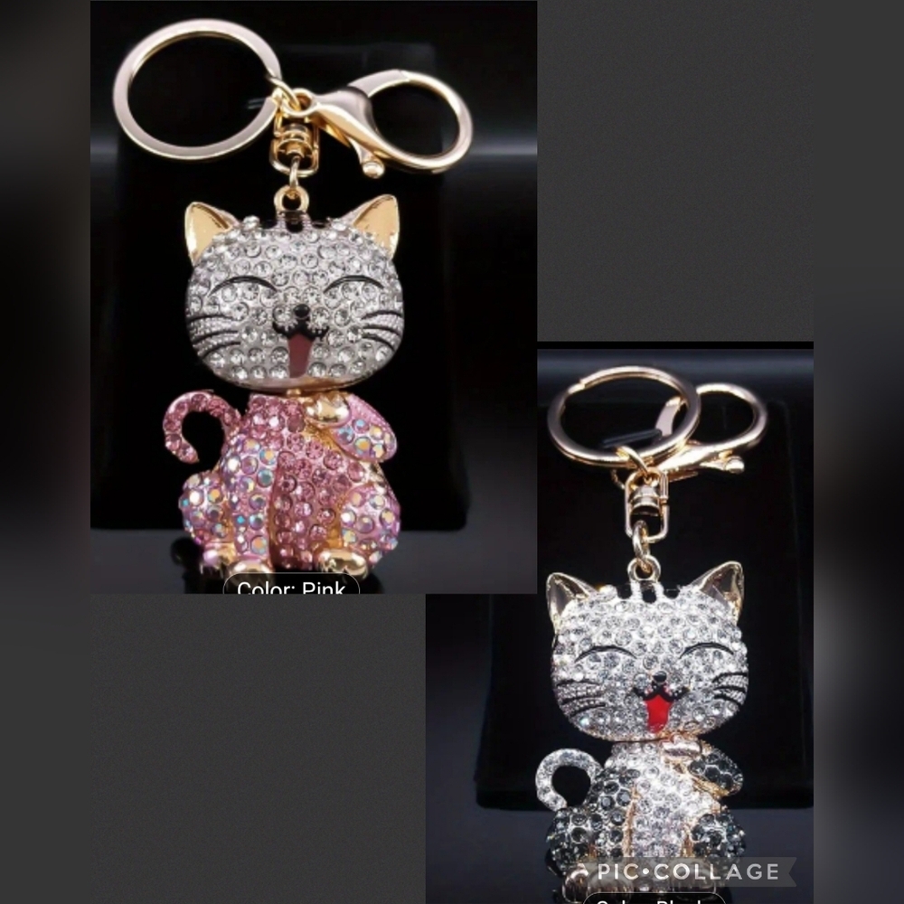 🆕️😻 RHINESTONE CAT BAG CHARM / KEY CHAIN😻